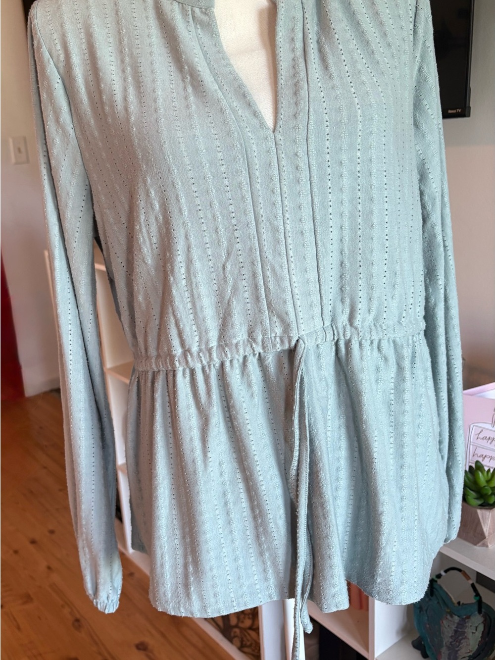 Belldini Light Mint Green Drawstring Peplum Tunic